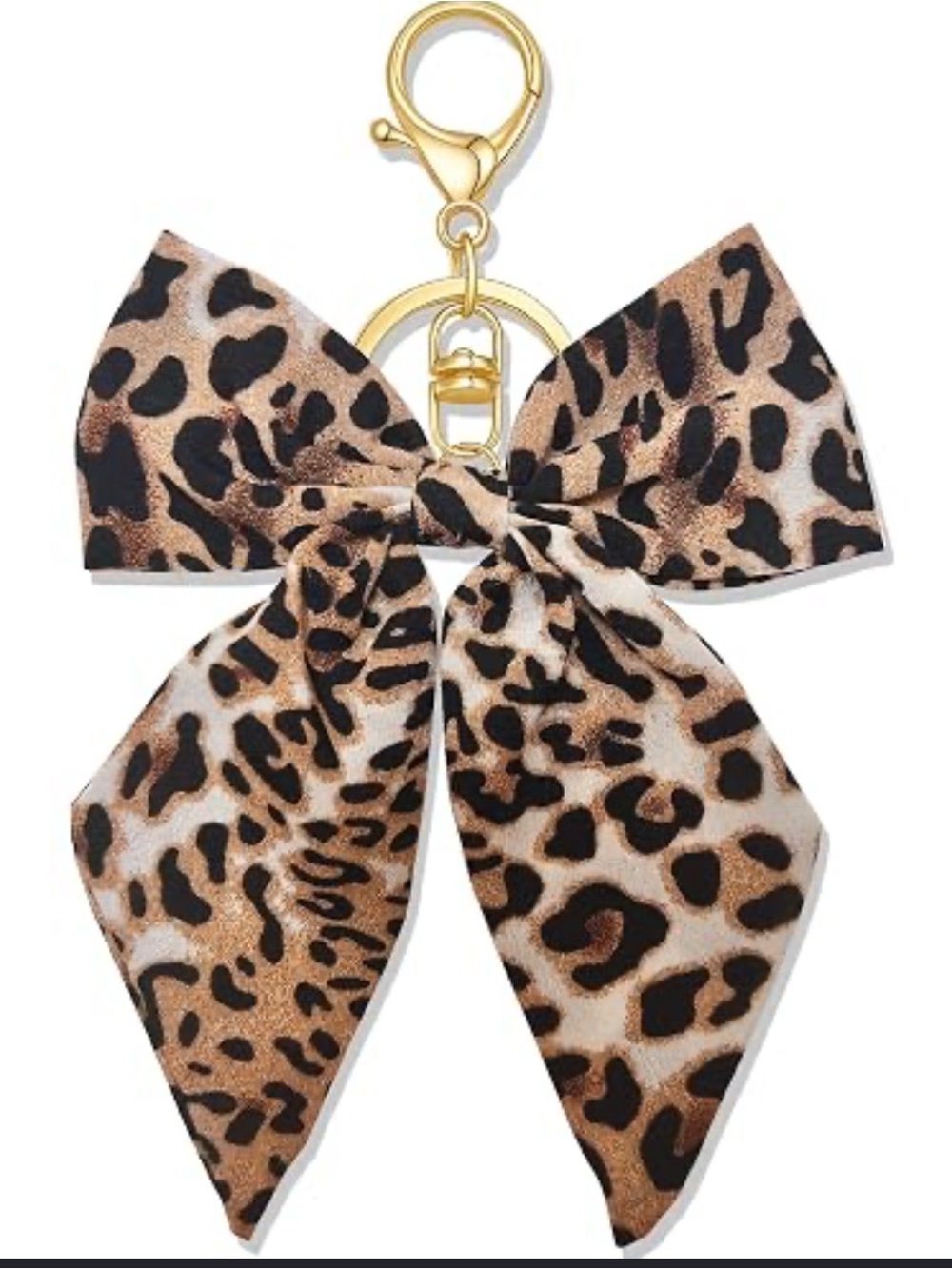 Leopard print soft bow bag charm or key ring NWOT
